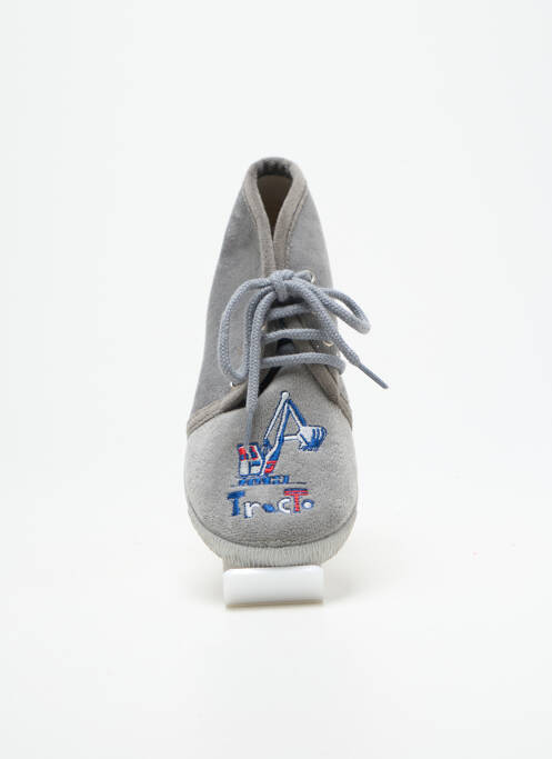Chaussons/pantoufles fermeture lacets bout rond gris BELLAMY garcon