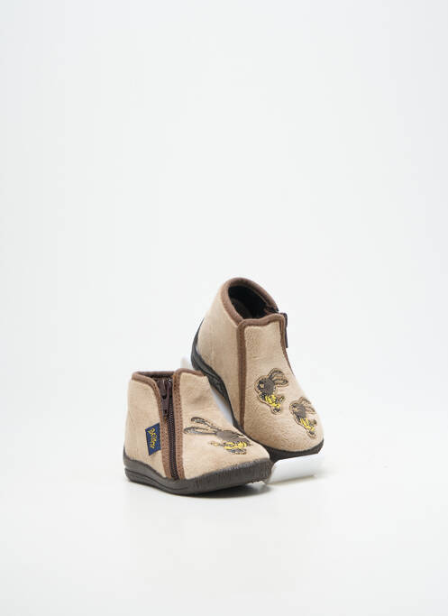 Chaussons/pantoufles fermeture zippée bout rond beige BELLAMY garcon