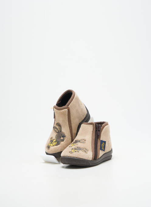 Chaussons/pantoufles fermeture zippée bout rond beige BELLAMY garcon