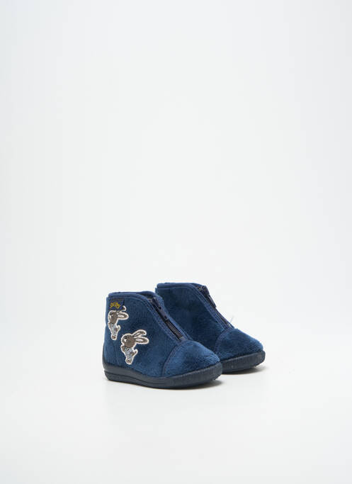 Chaussons/pantoufles fermeture zippée bout rond bleu BELLAMY garcon