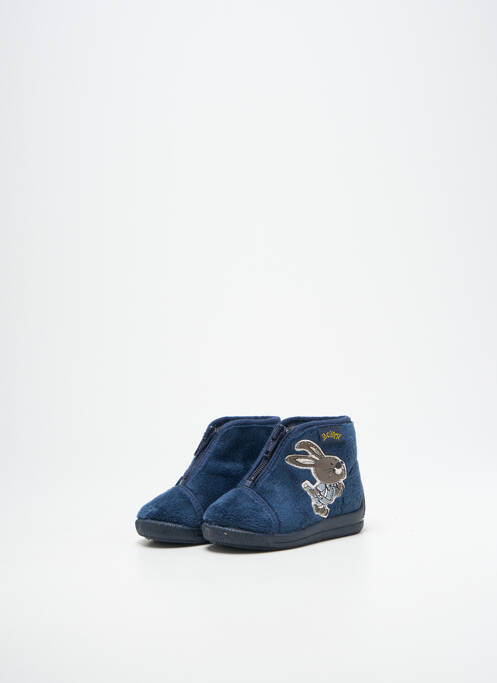 Chaussons/pantoufles fermeture zippée bout rond bleu BELLAMY garcon
