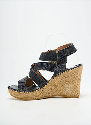 Sandales/nu pieds tissage satiné talon de 7 à 9cm noir L'ESPADRILLE DE NICOLE femme