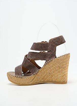 Sandales/nu pieds tissage satiné talon de 7 à 9cm marron L'ESPADRILLE DE NICOLE femme