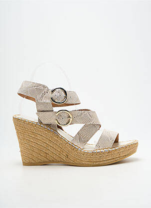 Sandales/nu pieds tissage satiné talon de 7 à 9cm beige L'ESPADRILLE DE NICOLE femme