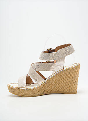 Sandales/nu pieds tissage satiné talon de 7 à 9cm beige L'ESPADRILLE DE NICOLE femme