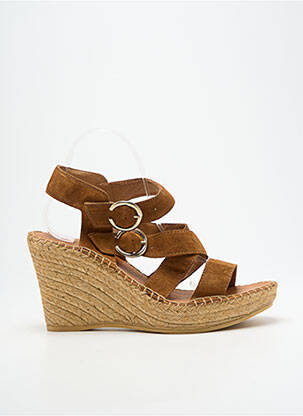 Sandales/nu pieds talon compensé talon haut de 10cm et plus marron L'ESPADRILLE DE NICOLE femme
