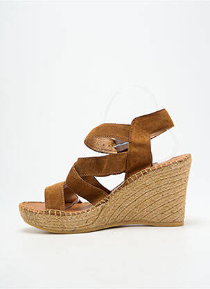 Sandales/nu pieds talon compensé talon haut de 10cm et plus marron L'ESPADRILLE DE NICOLE femme