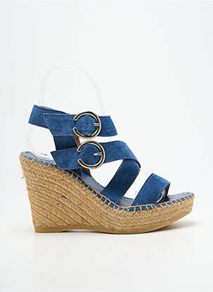 Sandales/nu pieds talon compensé talon haut de 10cm et plus bleu L'ESPADRILLE DE NICOLE femme