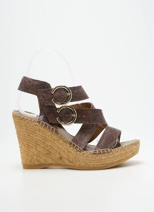 Sandales/nu pieds tissage satiné talon de 7 à 9cm marron L'ESPADRILLE DE NICOLE femme