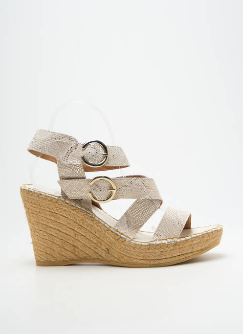 Sandales/nu pieds tissage satiné talon de 7 à 9cm beige L'ESPADRILLE DE NICOLE femme
