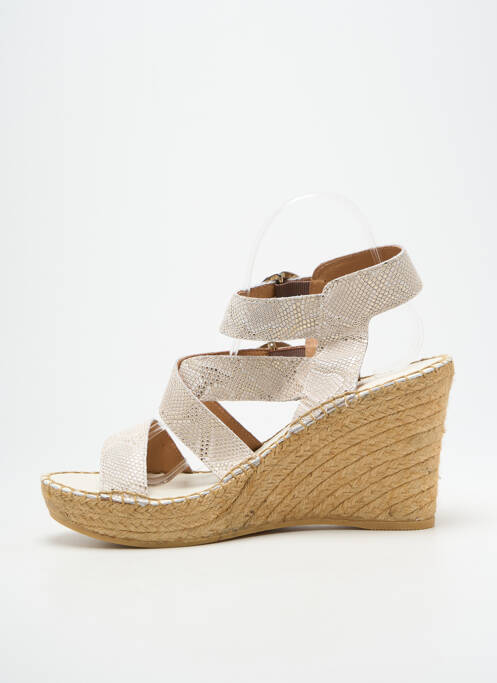 Sandales/nu pieds tissage satiné talon de 7 à 9cm beige L'ESPADRILLE DE NICOLE femme