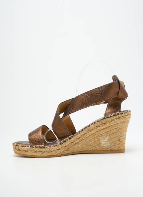 Sandales/nu pieds tissage satiné talon de 7 à 9cm marron L'ESPADRILLE DE NICOLE femme