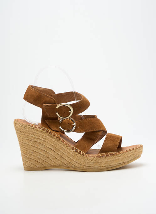 Sandales/nu pieds talon compensé talon haut de 10cm et plus marron L'ESPADRILLE DE NICOLE femme