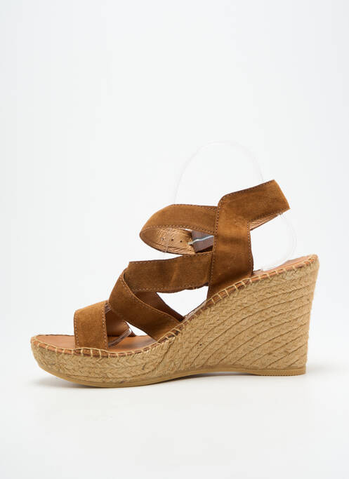 Sandales/nu pieds talon compensé talon haut de 10cm et plus marron L'ESPADRILLE DE NICOLE femme