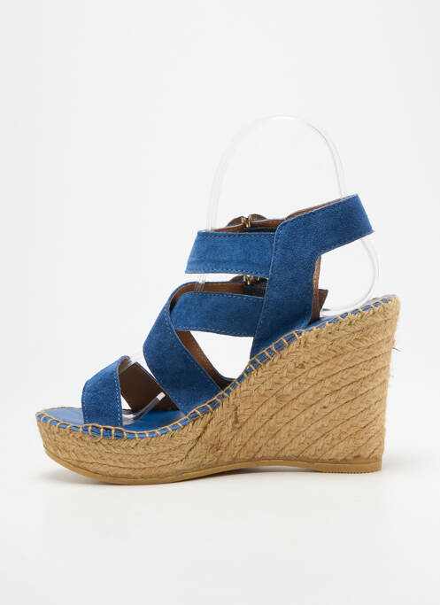 Sandales/nu pieds talon compensé talon haut de 10cm et plus bleu L'ESPADRILLE DE NICOLE femme