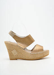Sandales/nu pieds tissage satiné talon haut de 10cm et plus or L'ESPADRILLE DE NICOLE femme