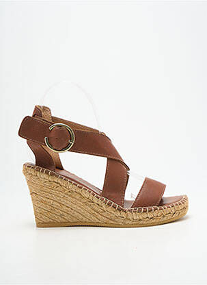 Sandales/nu pieds fermeture boucle(s) talon de 7 à 9cm marron L'ESPADRILLE DE NICOLE femme