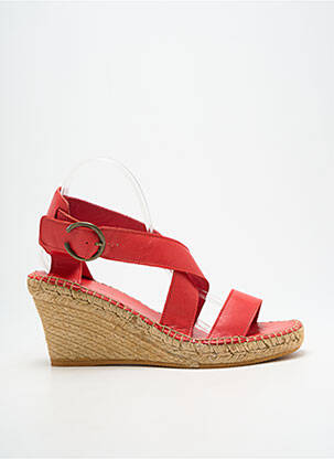 Sandales/nu pieds tissage satiné talon de 7 à 9cm rouge LORMY femme