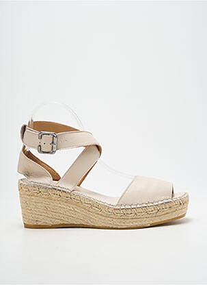 Sandales/nu pieds talon compensé talon de 7 à 9cm beige L'ESPADRILLE DE NICOLE femme