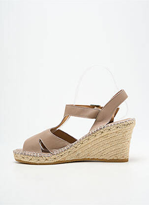 Sandales/nu pieds talon compensé talon de 7 à 9cm beige L'ESPADRILLE DE NICOLE femme