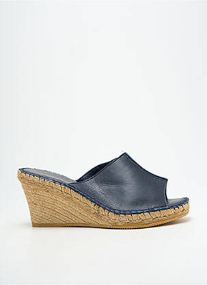Mules/sabots bout ouvert talon de 7 à 9cm bleu L'ESPADRILLE DE NICOLE femme