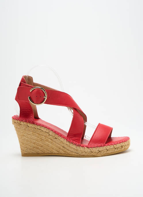 Sandales/nu pieds tissage satiné talon de 7 à 9cm rouge LORMY femme