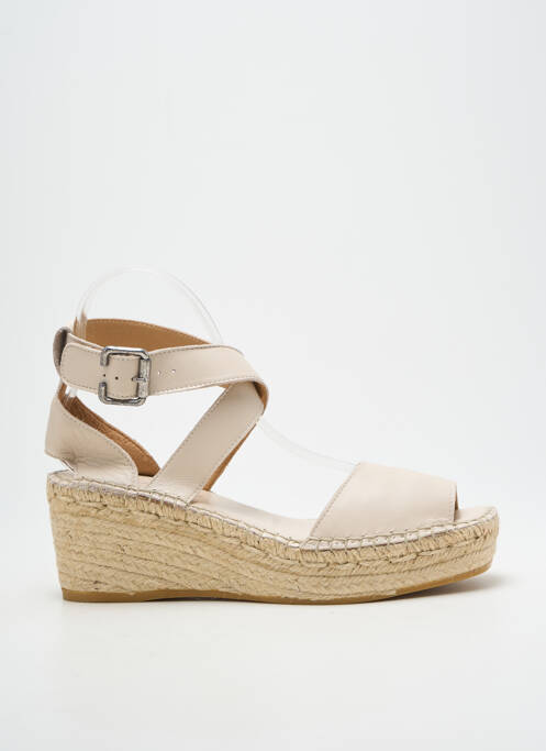 Sandales/nu pieds talon compensé talon de 7 à 9cm beige L'ESPADRILLE DE NICOLE femme