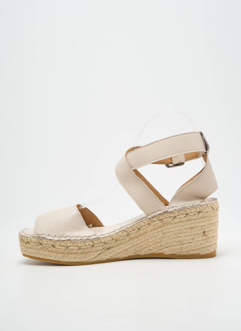 Sandales/nu pieds talon compensé talon de 7 à 9cm beige L'ESPADRILLE DE NICOLE femme