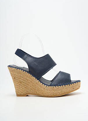 Sandales/nu pieds talon compensé talon haut de 10cm et plus bleu L'ESPADRILLE DE NICOLE femme