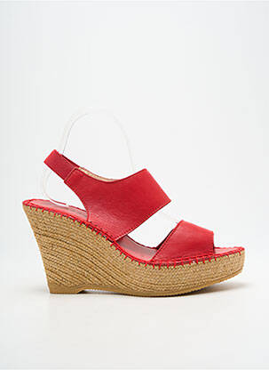 Sandales/nu pieds talon compensé talon haut de 10cm et plus rouge L'ESPADRILLE DE NICOLE femme