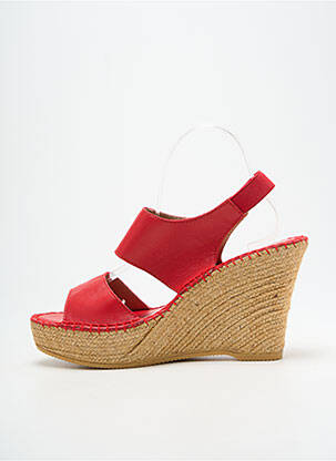 Sandales/nu pieds talon compensé talon haut de 10cm et plus rouge L'ESPADRILLE DE NICOLE femme