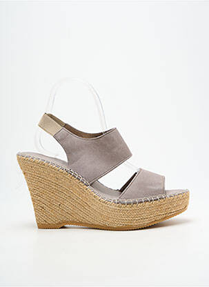 Sandales/nu pieds talon compensé talon haut de 10cm et plus gris L'ESPADRILLE DE NICOLE femme