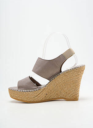 Sandales/nu pieds talon compensé talon haut de 10cm et plus gris L'ESPADRILLE DE NICOLE femme