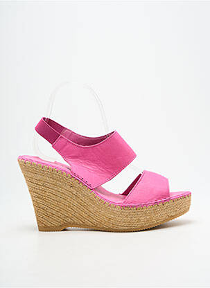 Sandales/nu pieds talon compensé talon haut de 10cm et plus rose L'ESPADRILLE DE NICOLE femme