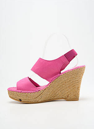 Sandales/nu pieds talon compensé talon haut de 10cm et plus rose L'ESPADRILLE DE NICOLE femme