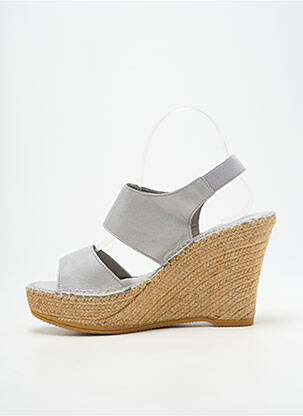 Sandales/nu pieds talon compensé talon haut de 10cm et plus argent L'ESPADRILLE DE NICOLE femme
