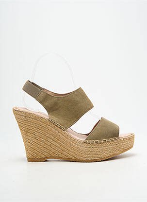 Sandales/nu pieds talon compensé talon haut de 10cm et plus vert L'ESPADRILLE DE NICOLE femme