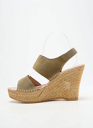 Sandales/nu pieds talon compensé talon haut de 10cm et plus vert L'ESPADRILLE DE NICOLE femme