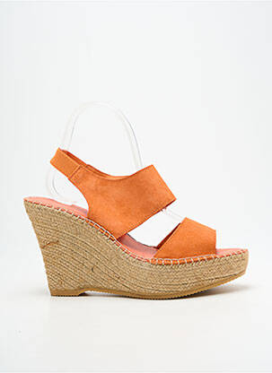 Sandales/nu pieds talon compensé talon haut de 10cm et plus orange L'ESPADRILLE DE NICOLE femme