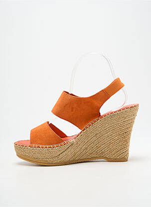 Sandales/nu pieds talon compensé talon haut de 10cm et plus orange L'ESPADRILLE DE NICOLE femme