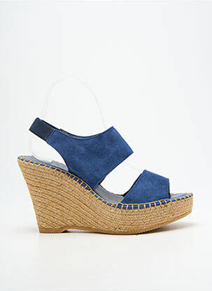 Sandales/nu pieds talon compensé talon haut de 10cm et plus bleu L'ESPADRILLE DE NICOLE femme