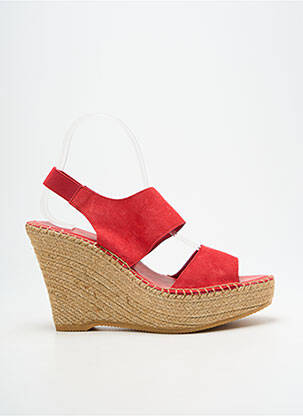 Sandales/nu pieds talon compensé talon haut de 10cm et plus rouge L'ESPADRILLE DE NICOLE femme