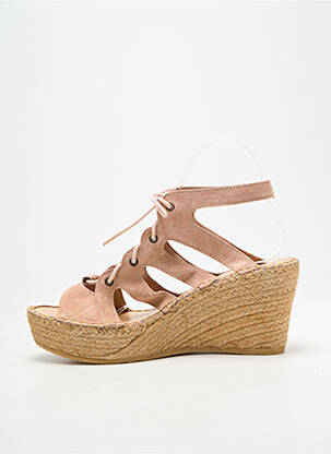 Sandales/nu pieds talon compensé talon de 7 à 9cm beige L'ESPADRILLE DE NICOLE femme