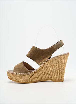 Sandales/nu pieds talon compensé talon haut de 10cm et plus vert L'ESPADRILLE DE NICOLE femme