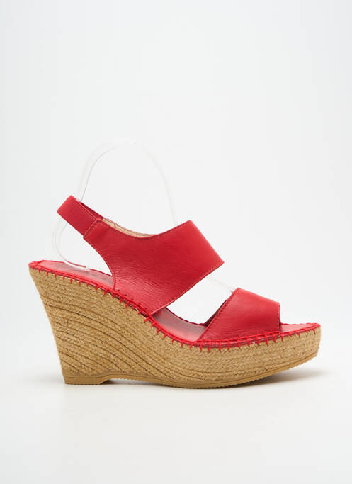 Sandales/nu pieds talon compensé talon haut de 10cm et plus rouge L'ESPADRILLE DE NICOLE femme