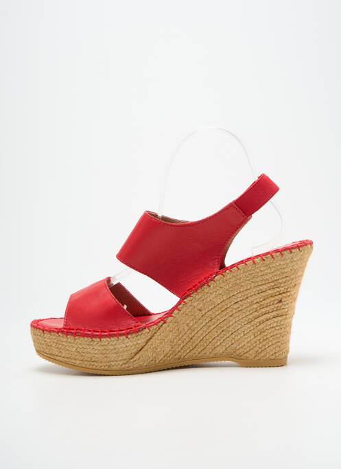 Sandales/nu pieds talon compensé talon haut de 10cm et plus rouge L'ESPADRILLE DE NICOLE femme