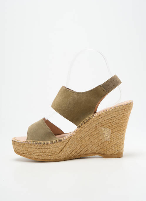 Sandales/nu pieds talon compensé talon haut de 10cm et plus vert L'ESPADRILLE DE NICOLE femme