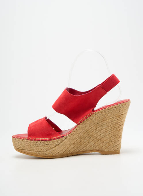 Sandales/nu pieds talon compensé talon haut de 10cm et plus rouge L'ESPADRILLE DE NICOLE femme