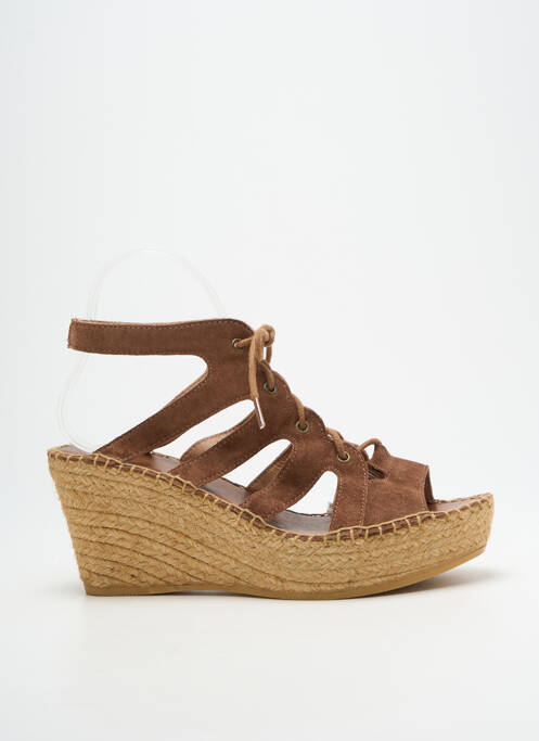 Sandales/nu pieds talon compensé talon de 7 à 9cm marron L'ESPADRILLE DE NICOLE femme