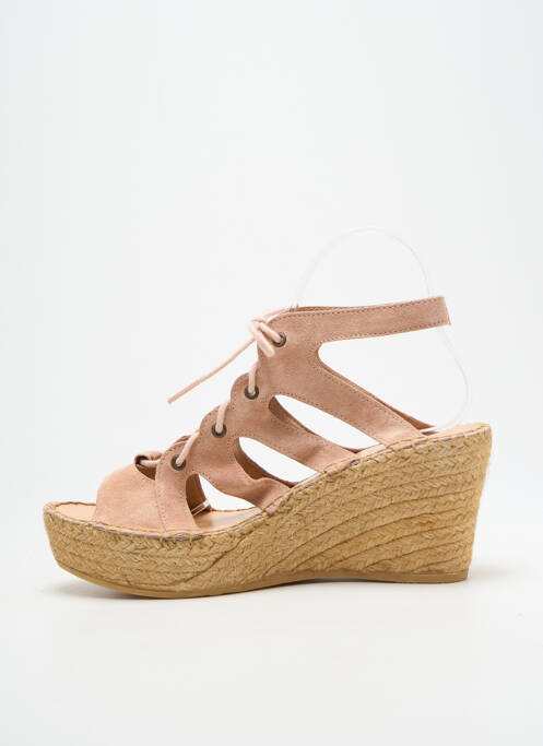 Sandales/nu pieds talon compensé talon de 7 à 9cm beige L'ESPADRILLE DE NICOLE femme